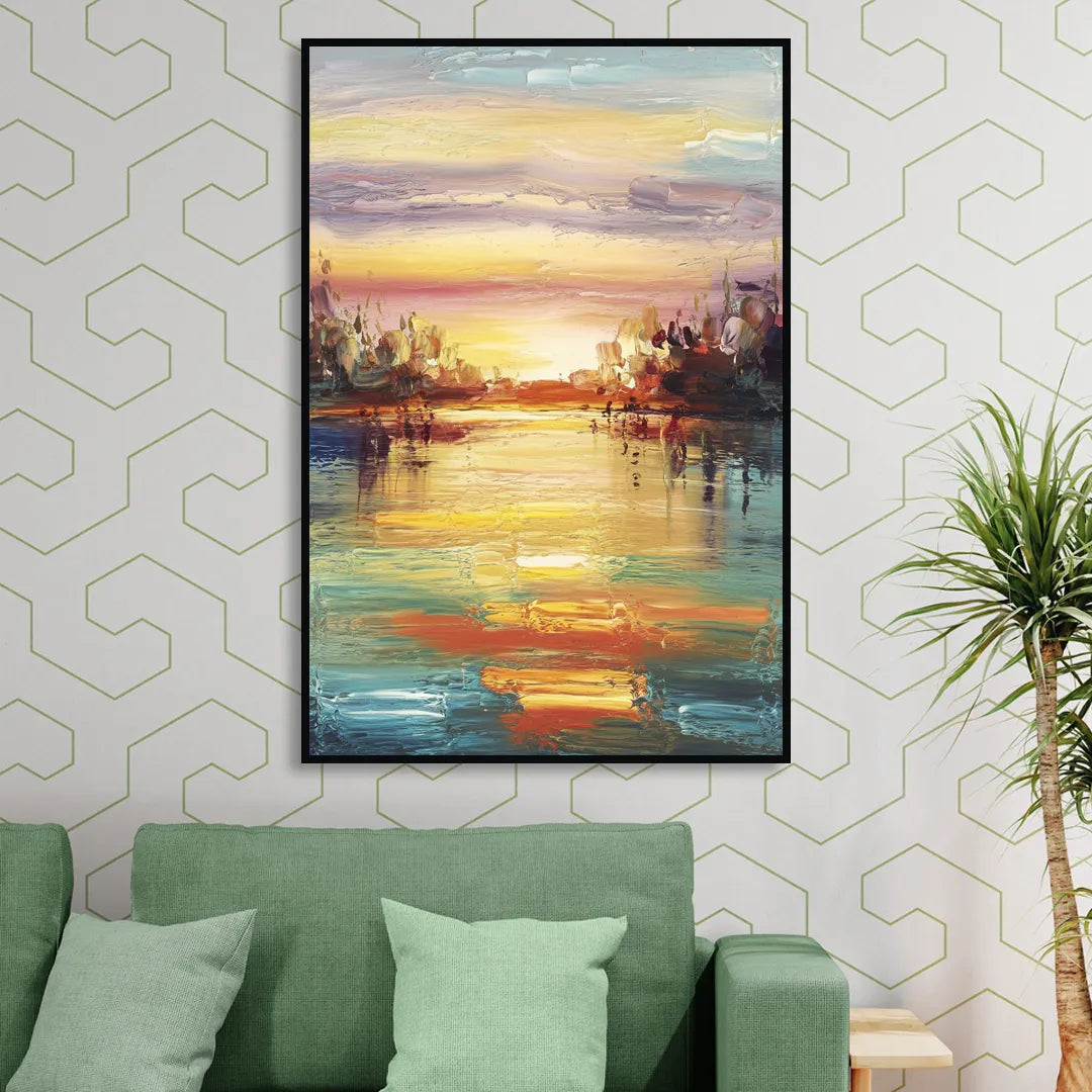 Buffalo Lake Erie Horizon Living Room - Black Canvas Wall Art