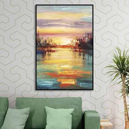 Buffalo Lake Erie Horizon Living Room - Black Canvas Wall Art