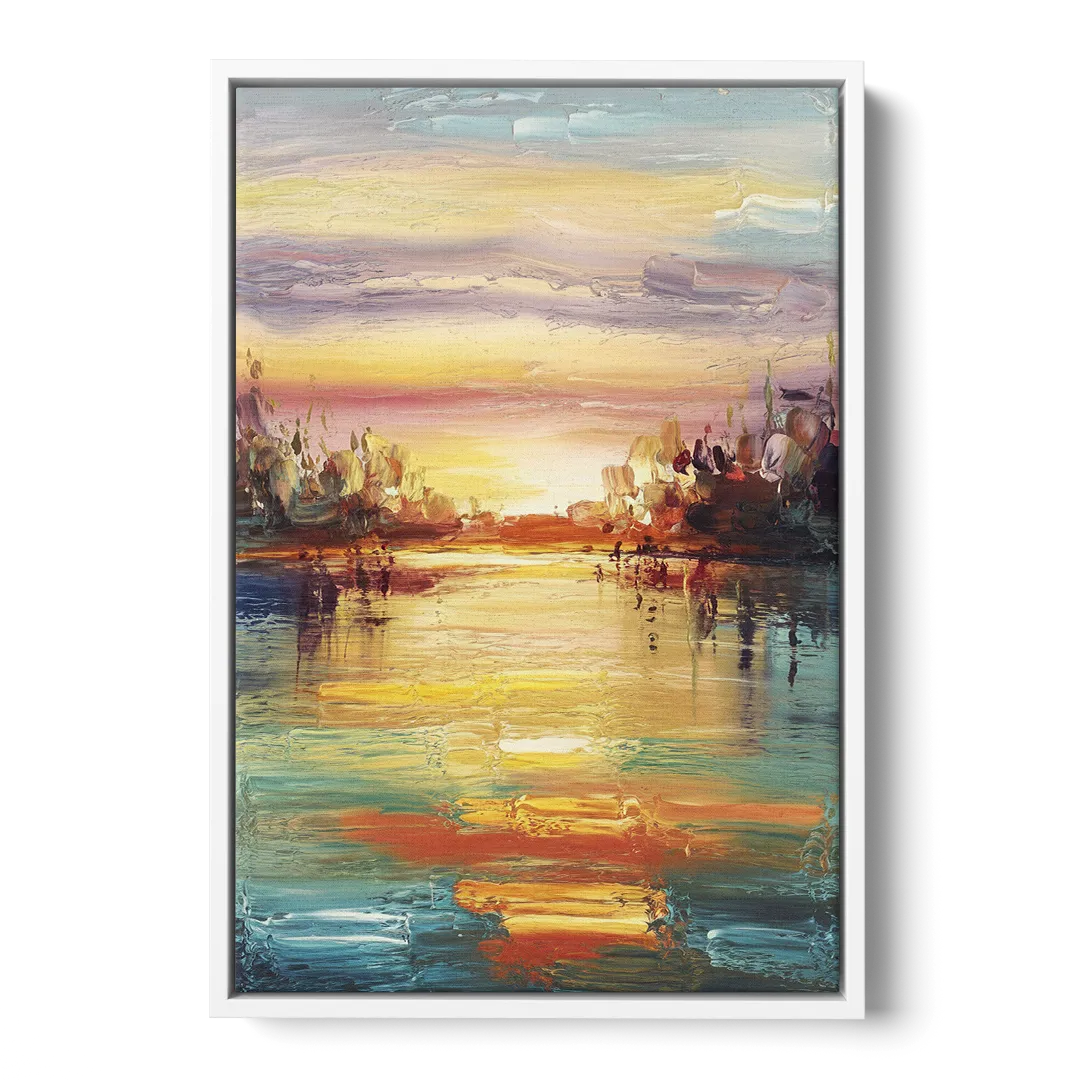 Buffalo Lake Erie Horizon Front - White Canvas Wall Art