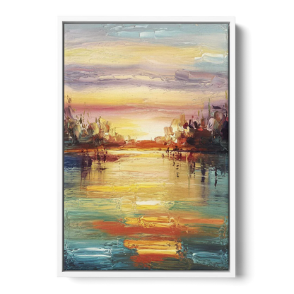 Buffalo Lake Erie Horizon Front - White Canvas Wall Art