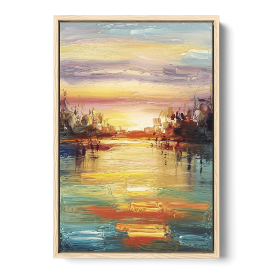 Buffalo Lake Erie Horizon - Oak Framed Canvas Wall Art - Front