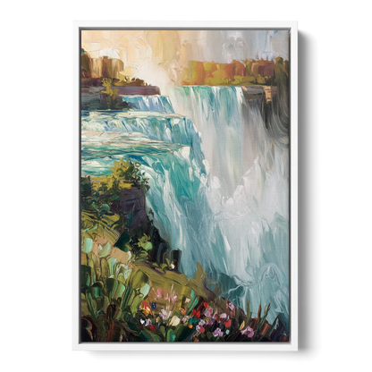 Buffalo Niagara Falls View Front - White Canvas Wall Art