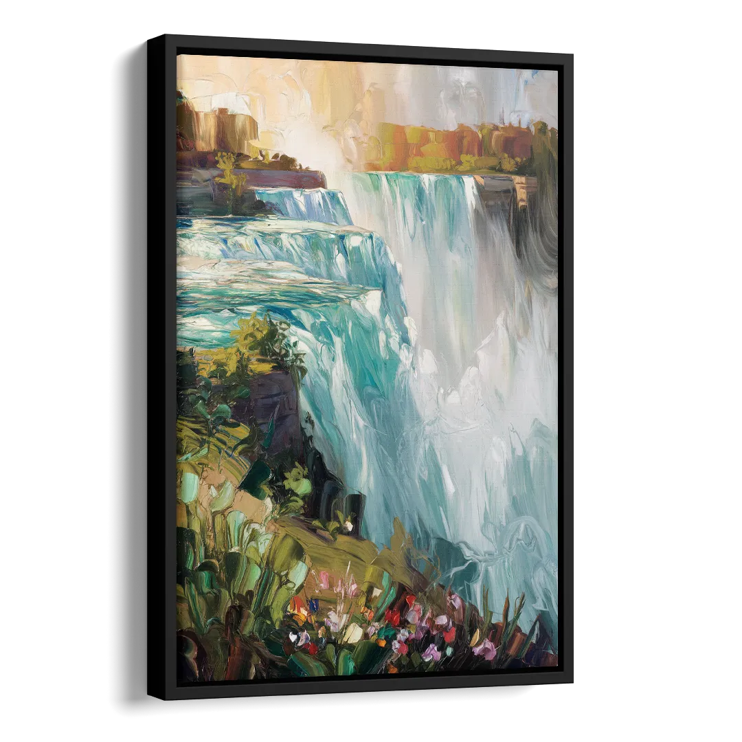Buffalo Niagara Falls View Side - Black Canvas Wall Art