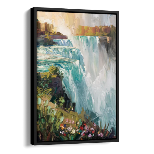 Buffalo Niagara Falls View Side - Black Canvas Wall Art