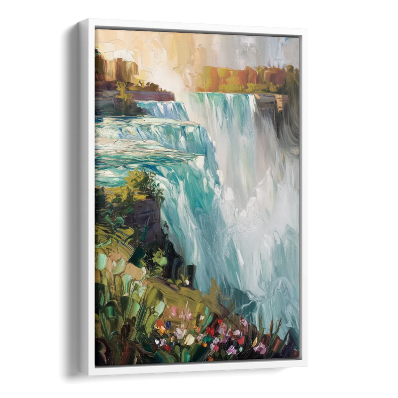 Buffalo Niagara Falls View Side - White Canvas Wall Art