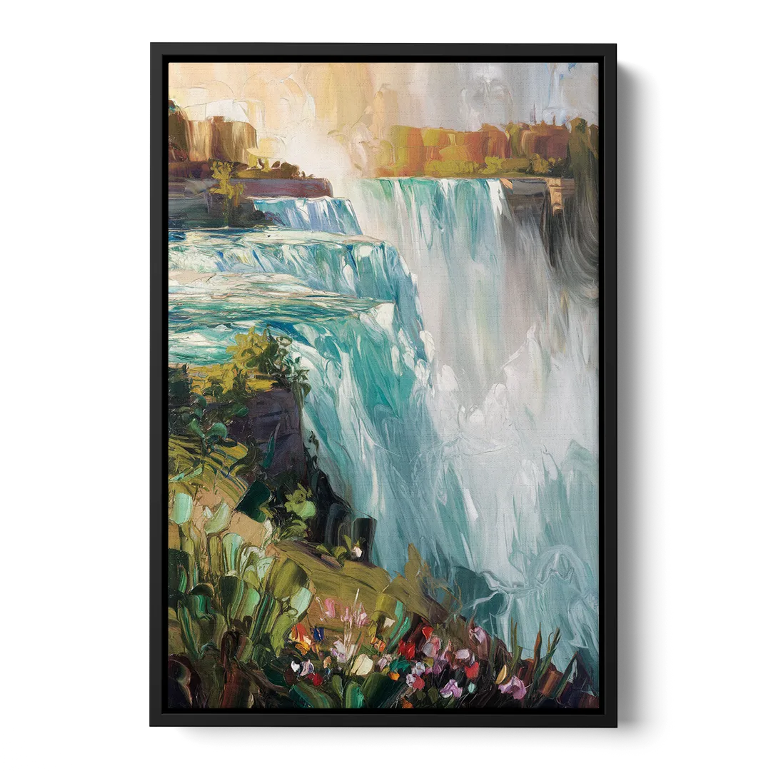 Buffalo Niagara Falls View Front - Black Canvas Wall Art
