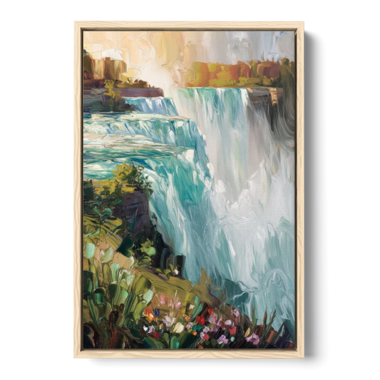 Buffalo Niagara Falls View - Oak Framed Canvas Wall Art - Front