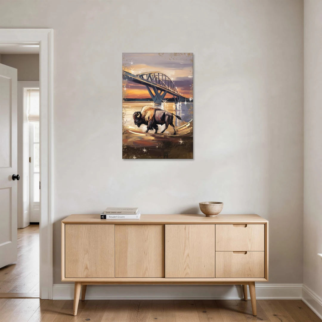 Buffalo Peace Bridge Glow - Canvas Wall Art - Coffee Table - 24x36