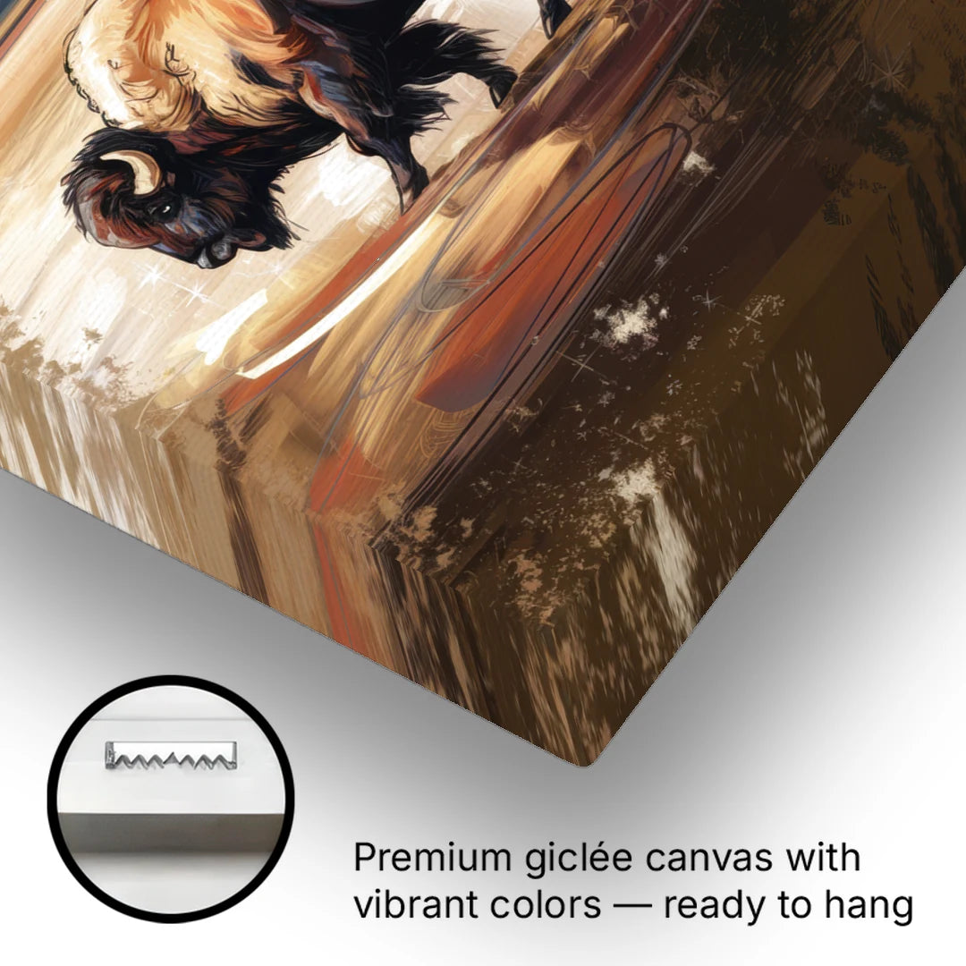 Buffalo Peace Bridge Glow - Canvas Wall Art - Gallery Wrap Corner