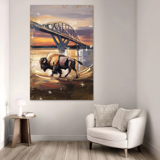 Buffalo Peace Bridge Glow - Canvas Wall Art - Sofa - 40x60