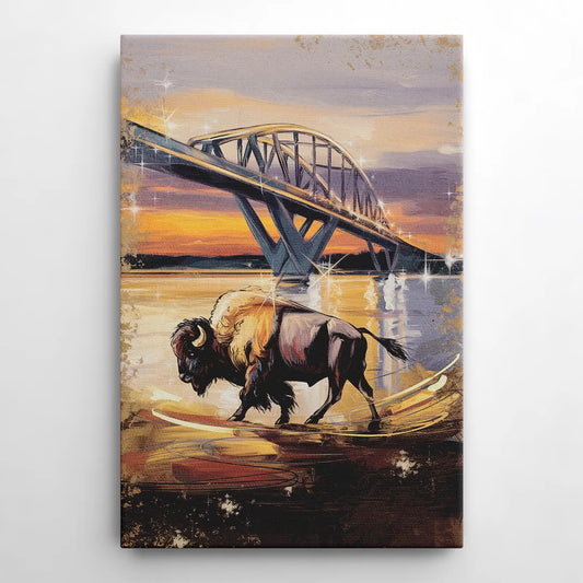 Buffalo Peace Bridge Glow - Canvas Wall Art