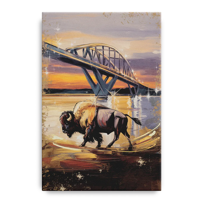 Buffalo Peace Bridge Glow Front - Canvas Wall Art