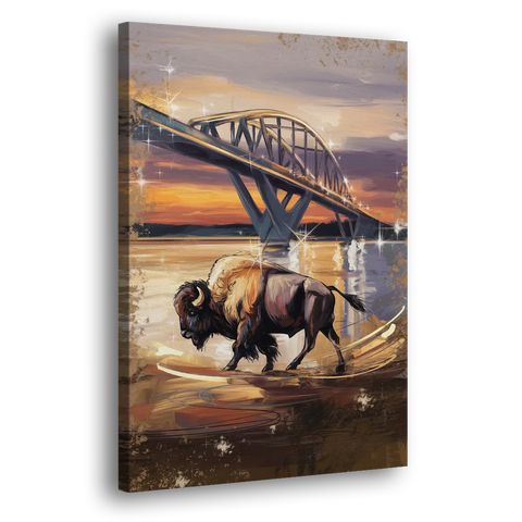 Buffalo Peace Bridge Glow - Canvas Wall Art