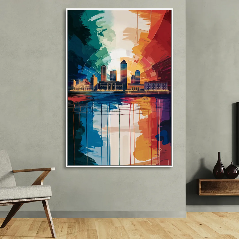 Buffalo Skyline Panorama Living Room - White Canvas Wall Art