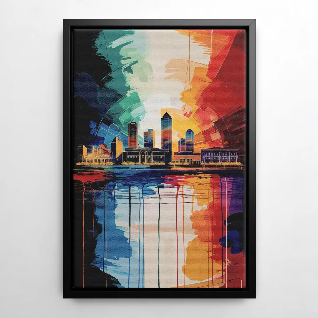 Buffalo Skyline Panorama - Black Frame Canvas
