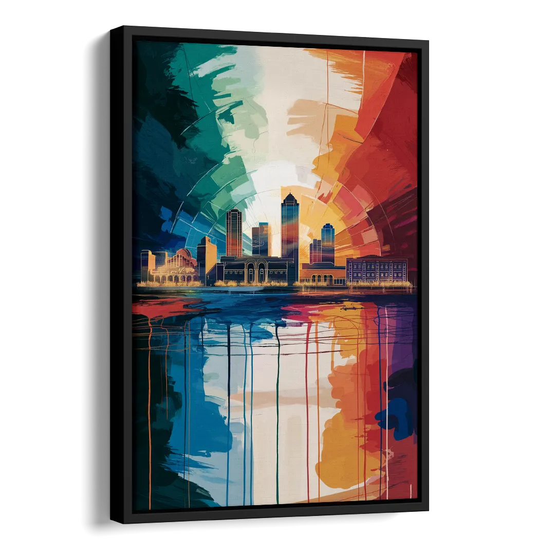 Buffalo Skyline Panorama Side - Black Canvas Wall Art