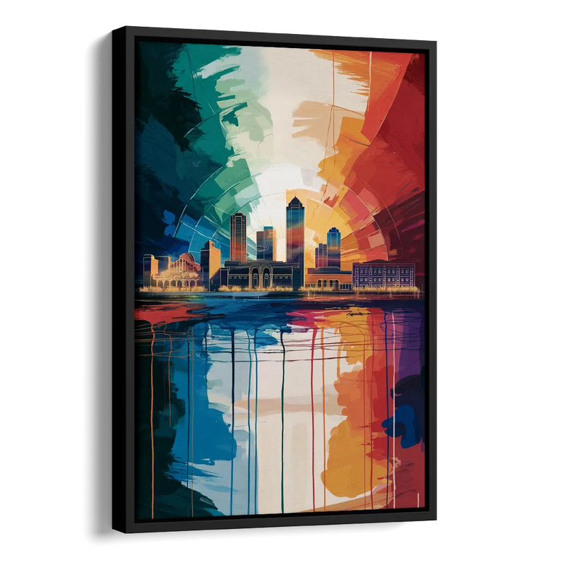 Buffalo Skyline Panorama Side - Black Canvas Wall Art