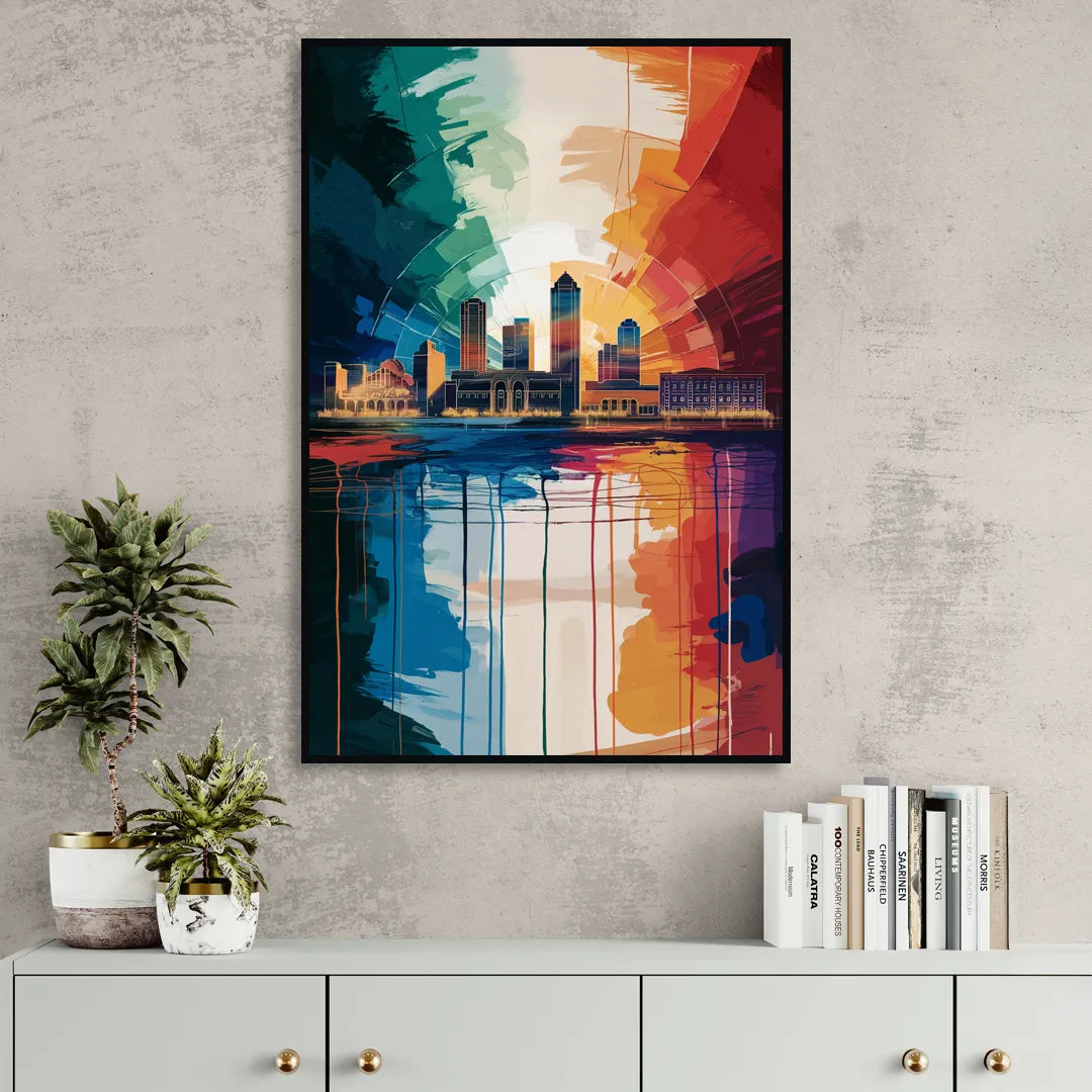 Buffalo Skyline Panorama Sitting Room - Black Canvas Wall Art