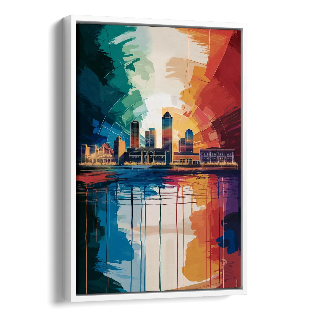 Buffalo Skyline Panorama Side - White Canvas Wall Art