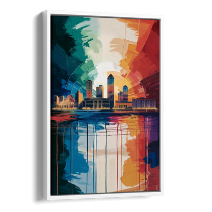 Buffalo Skyline Panorama Side - White Canvas Wall Art