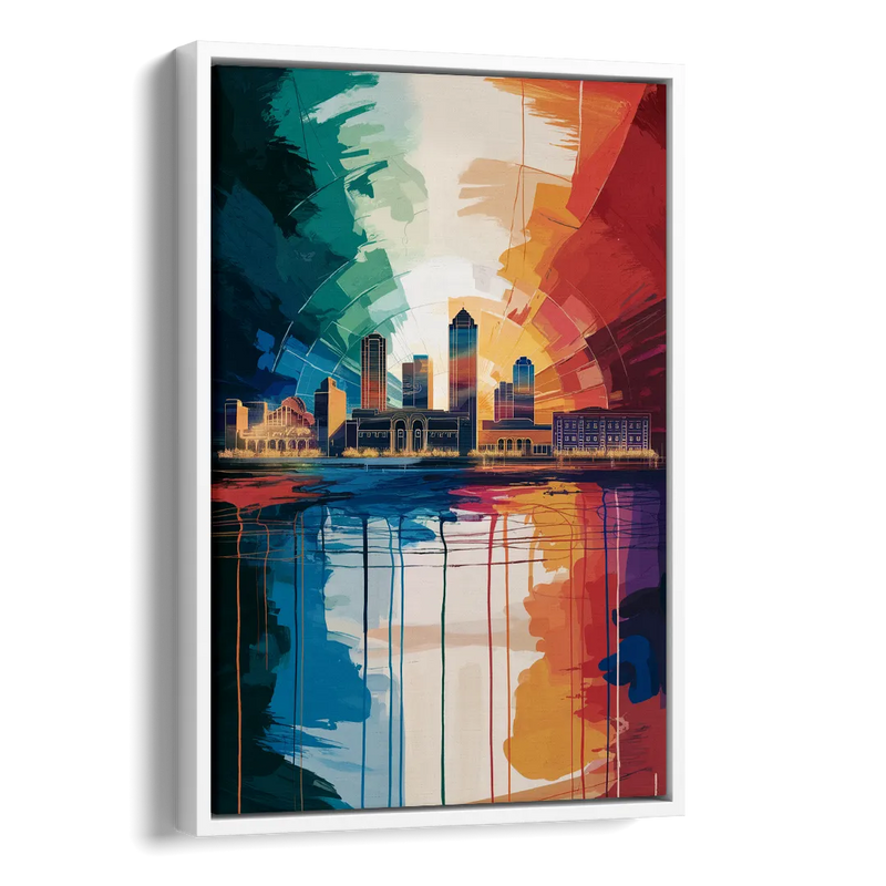 Buffalo Skyline Panorama Side - White Canvas Wall Art