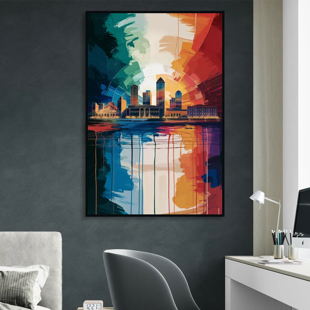 Buffalo Skyline Panorama Living Room - Black Canvas Wall Art