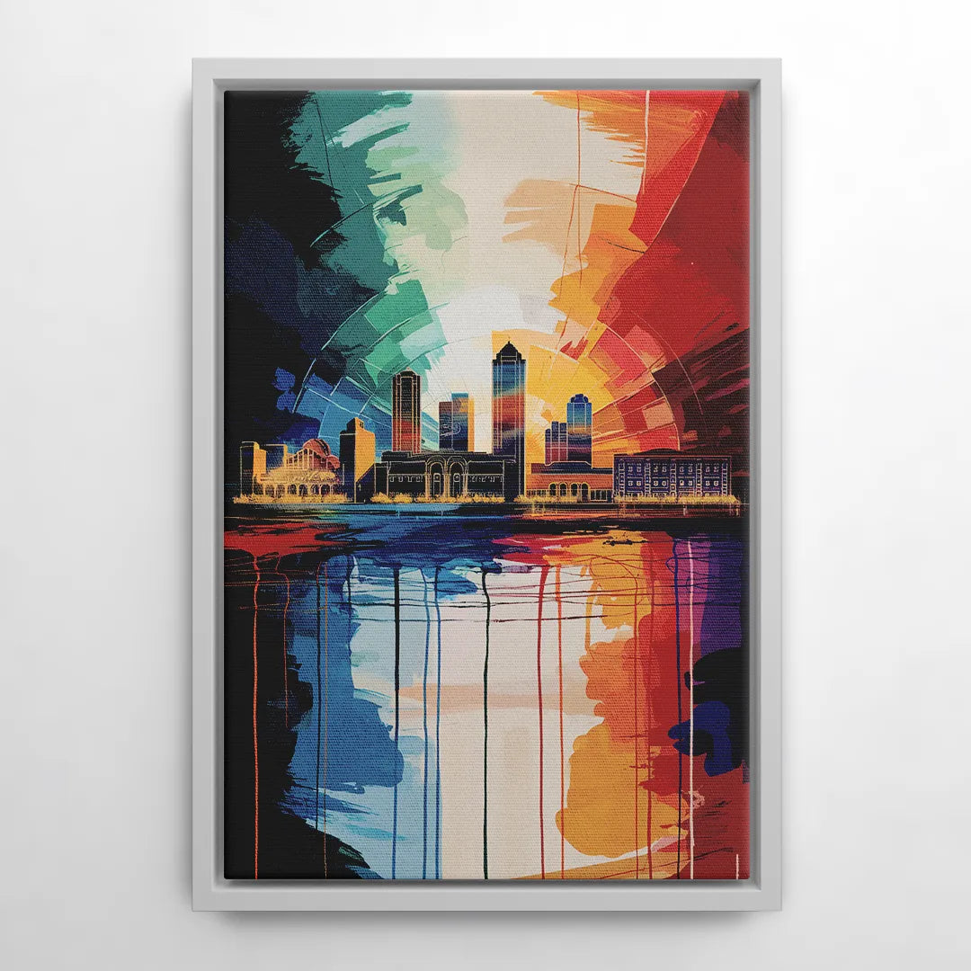 Buffalo Skyline Panorama - White Frame Canvas