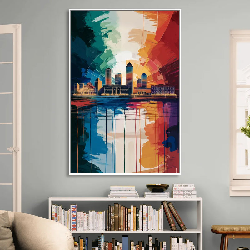 Buffalo Skyline Panorama Sitting Room - White Canvas Wall Art