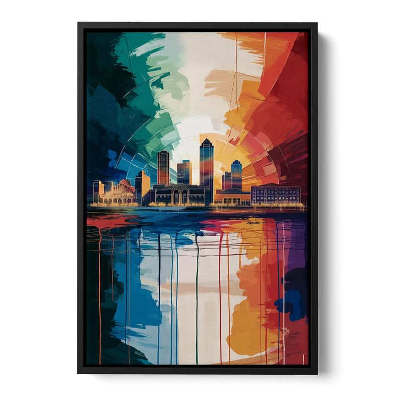 Buffalo Skyline Panorama Front - Black Canvas Wall Art