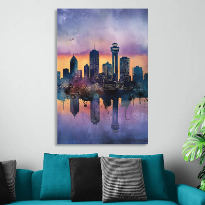 Buffalo Skyline Twilight Living Room - Canvas Wall Art