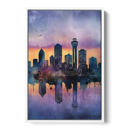 Buffalo Skyline Twilight Front - White Canvas Wall Art