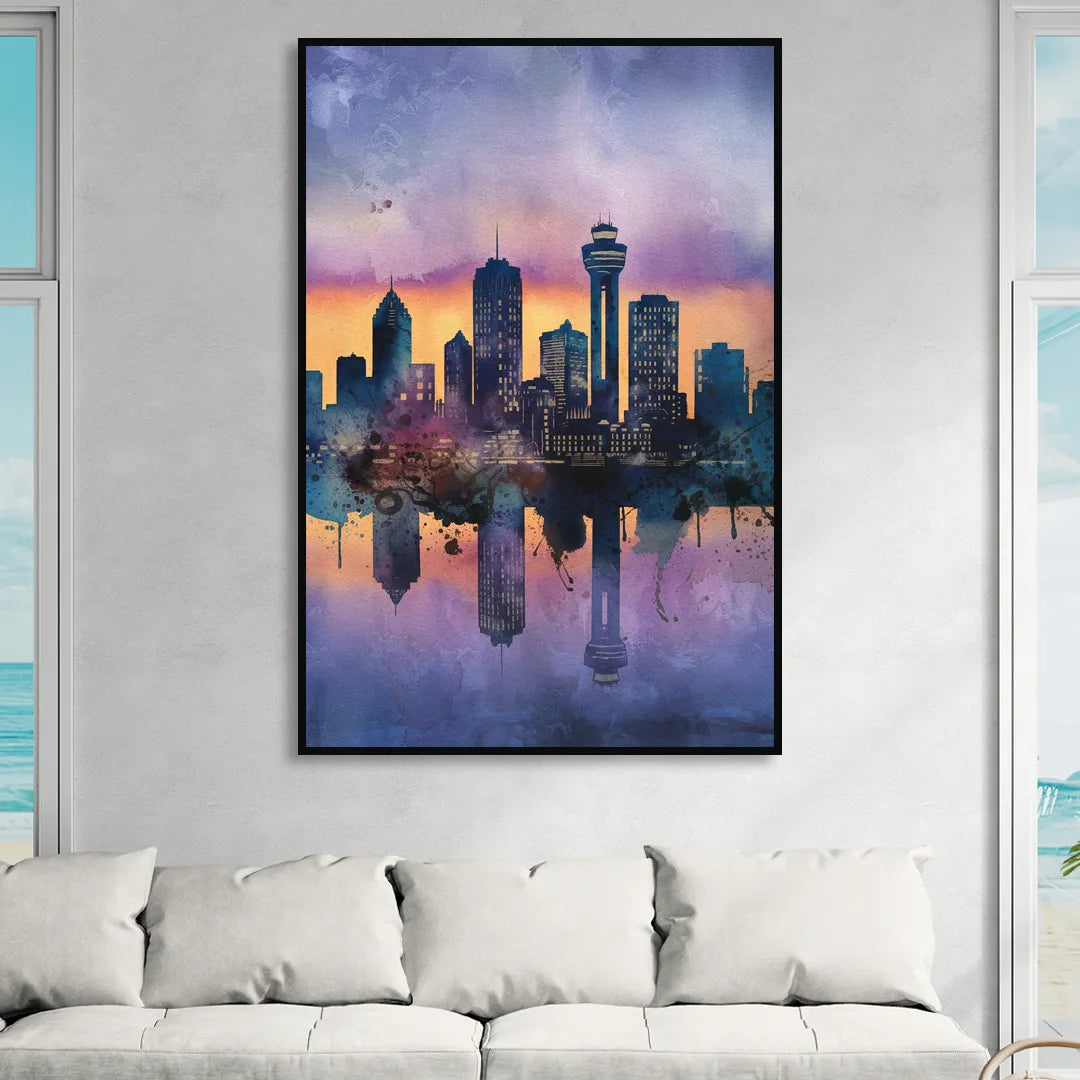 Buffalo Skyline Twilight Sitting Room - Black Canvas Wall Art