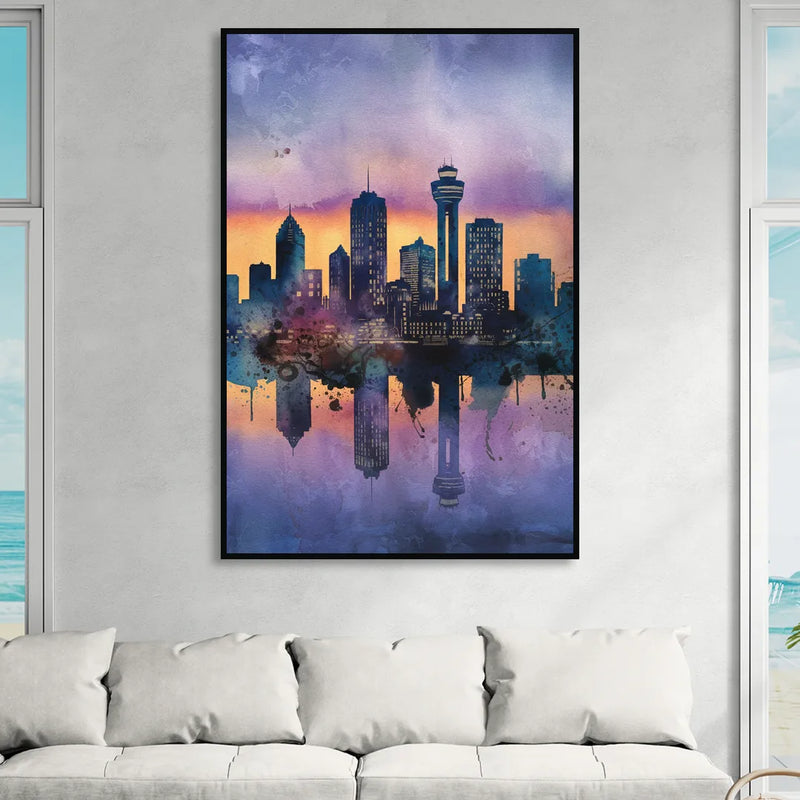 Buffalo Skyline Twilight Sitting Room - Black Canvas Wall Art