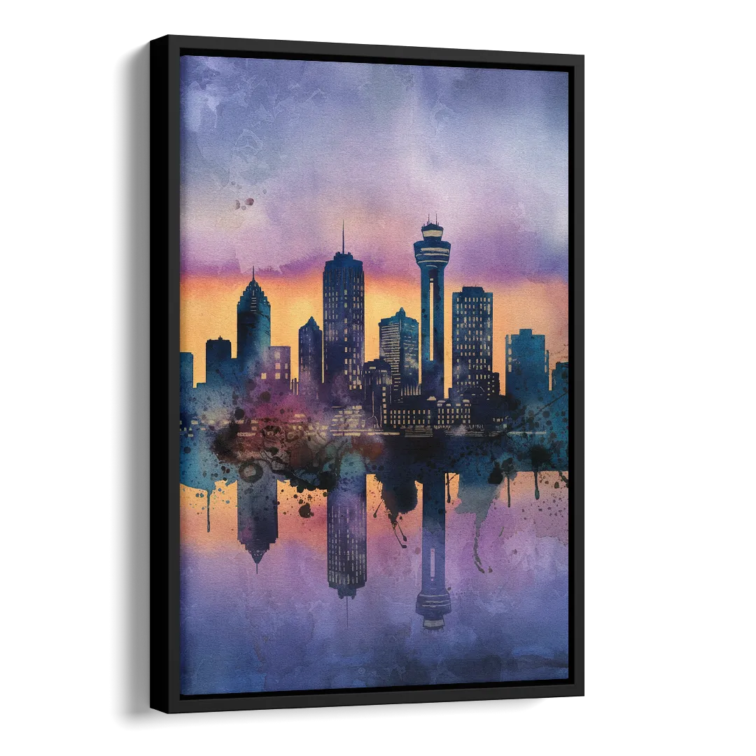 Buffalo Skyline Twilight Side - Black Canvas Wall Art