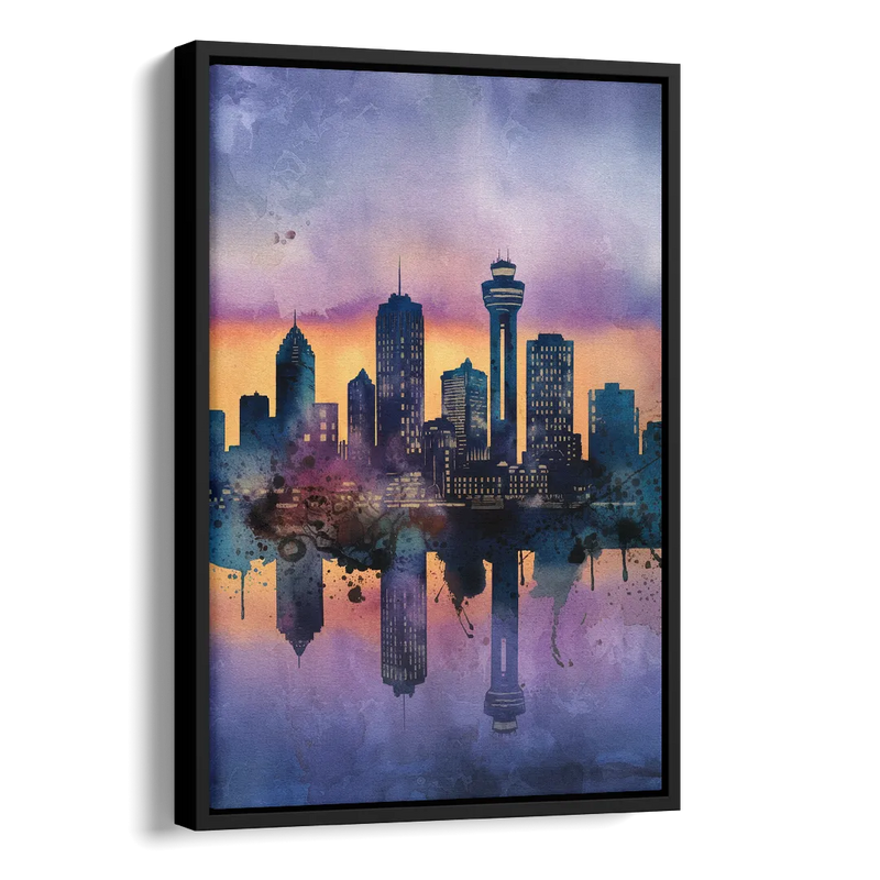 Buffalo Skyline Twilight Side - Black Canvas Wall Art