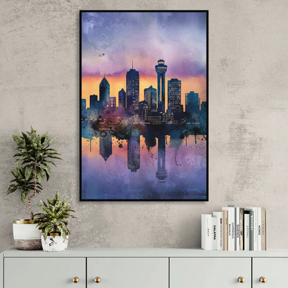 Buffalo Skyline Twilight Living Room - Black Canvas Wall Art