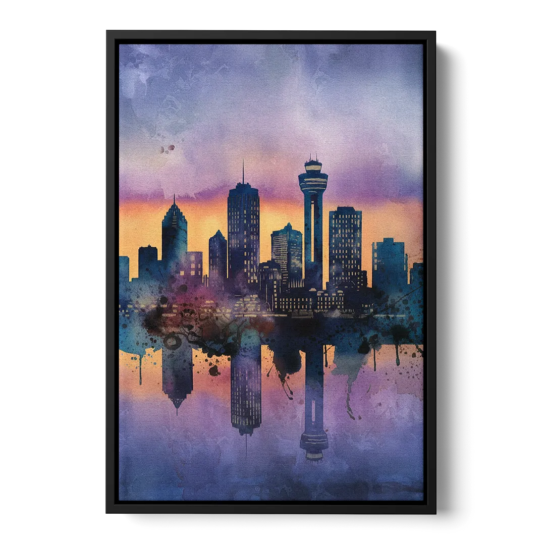 Buffalo Skyline Twilight Front - Black Canvas Wall Art