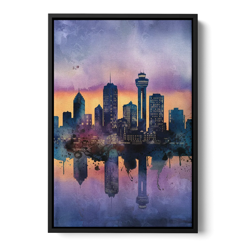 Buffalo Skyline Twilight Front - Black Canvas Wall Art