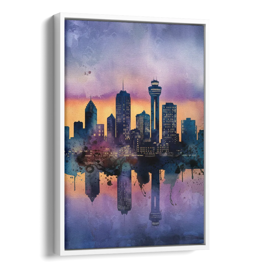 Buffalo Skyline Twilight Side - White Canvas Wall Art