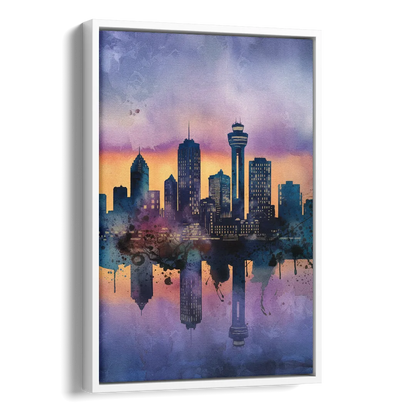 Buffalo Skyline Twilight Side - White Canvas Wall Art