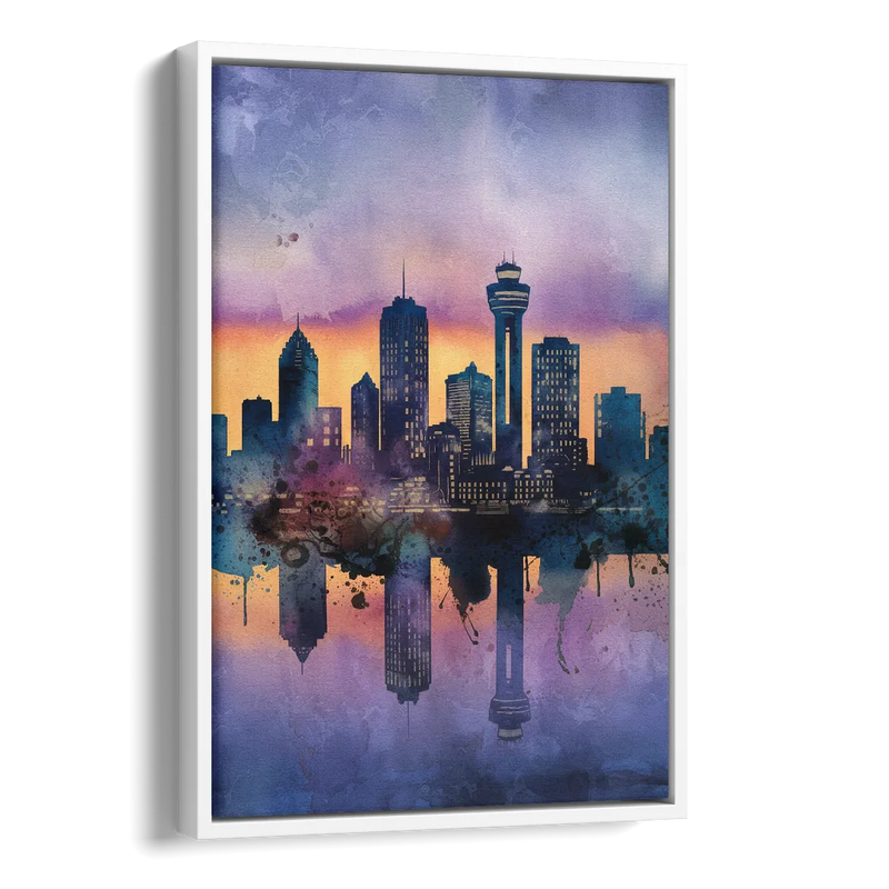 Buffalo Skyline Twilight Side - White Canvas Wall Art