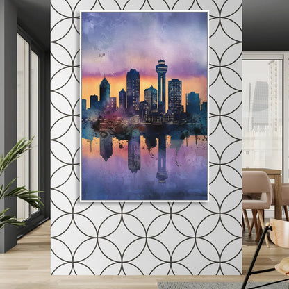 Buffalo Skyline Twilight Sitting Room - White Canvas Wall Art