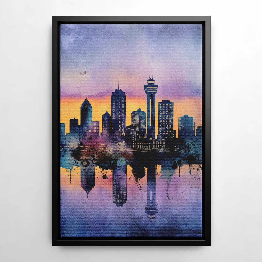 Buffalo Skyline Twilight - Black Frame Canvas