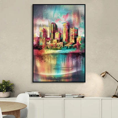 Buffalo Skyline and River Sitting Room - Black Canvas Wall Art