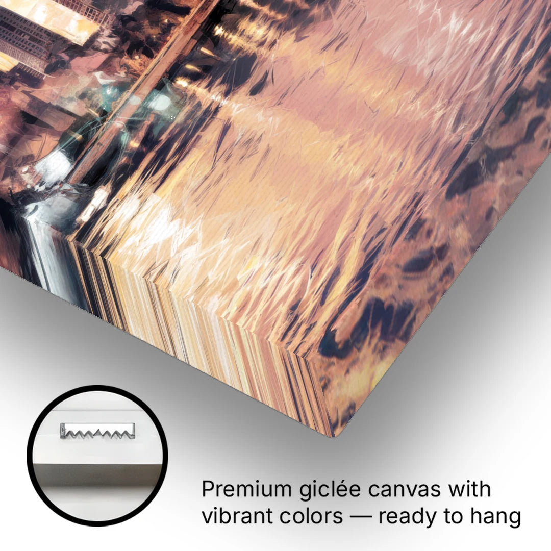 Buffalo Skyline at Sunset - Canvas Wall Art - Gallery Wrap Corner