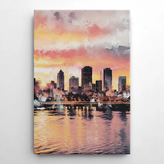 Buffalo Skyline at Sunset - Canvas Wall Art