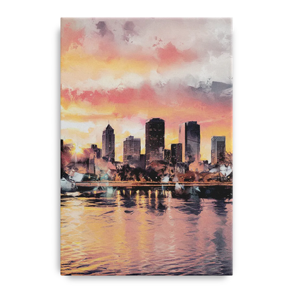 Buffalo Skyline at Sunset Front - Canvas Wall Art