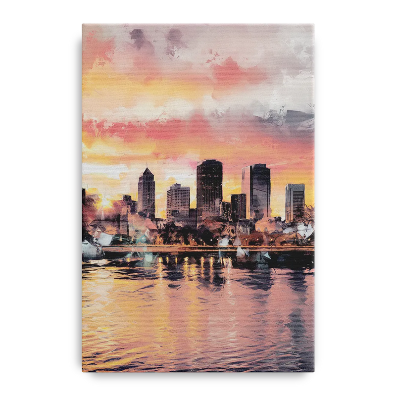 Buffalo Skyline at Sunset Front - Canvas Wall Art