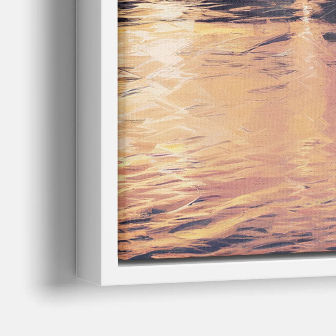 Buffalo Skyline at Sunset - Close-Up White Frame Canvas