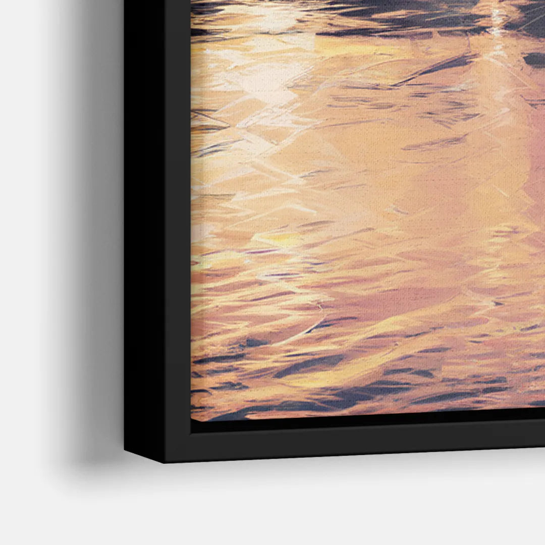 Buffalo Skyline at Sunset - Close-Up Black Frame Canvas